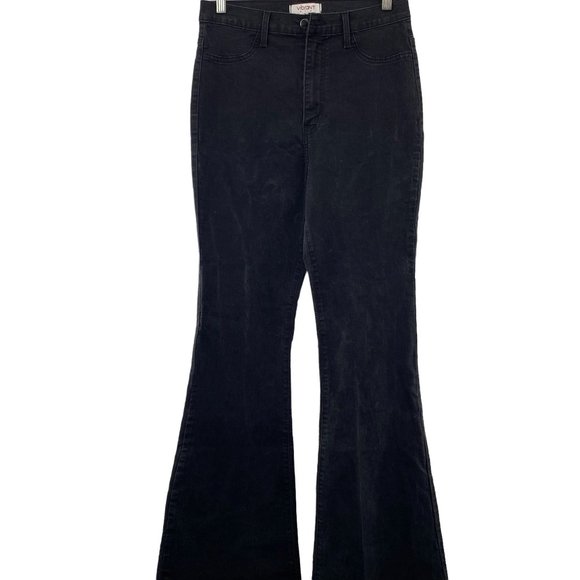 VIBRANT M.I.U. BLACK HIGH-WAISTED BELLS WOMENS SIZE 15 - Picture 1 of 5